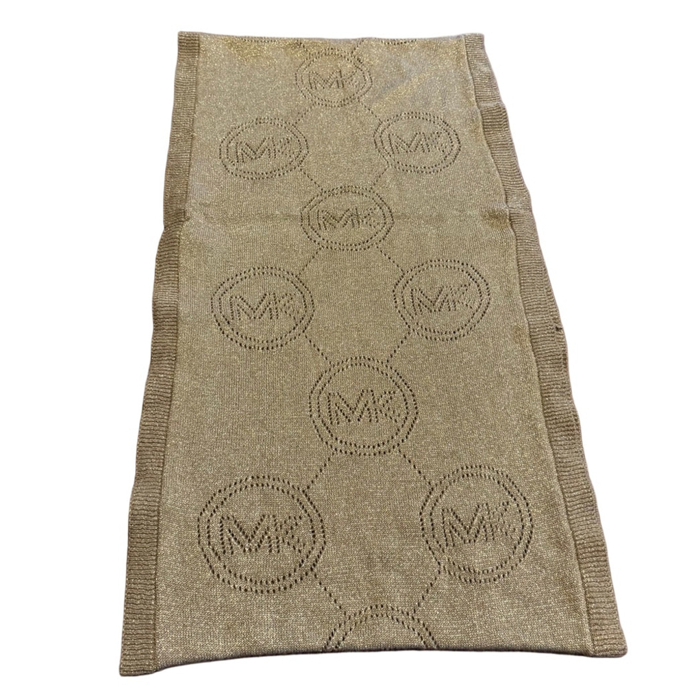 Michael Kors Gold Metallic Wool Blend Infinity Scarf, One Size